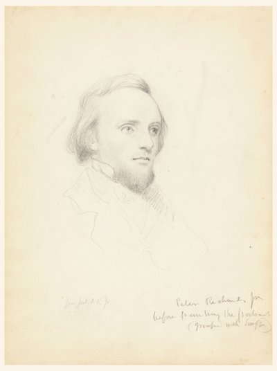 Schizzo della testa di Peter Richards per il suo ritratto da Daniel Huntington