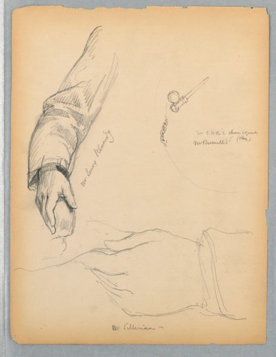 Schizzi del braccio destro del signor Kennedy e della mano sinistra del signor Silliman da Daniel Huntington