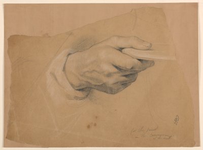 Studio della mano destra per il sacerdote nella "Comunione dei malati" da Daniel Huntington