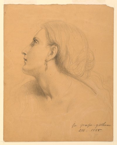 Studio della testa di una donna per "Raccoglitori d