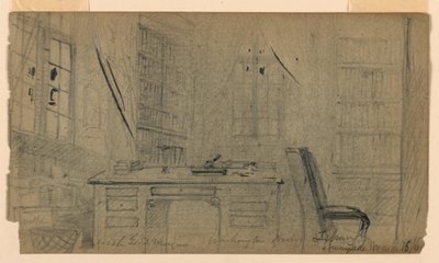 La Biblioteca di Washington Irving a Sunnyside da Daniel Huntington