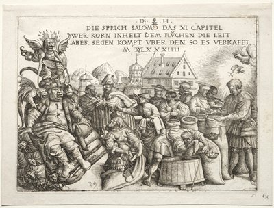 Illustrazione ai proverbi XI (Gli Accumulatori di Grano) da Daniel I Hopfer