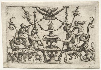 Ornamento con sirena e tritone da Daniel I Hopfer