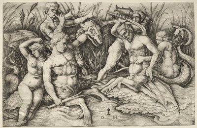 Due Tritoni che Combattono - Battaglia degli Dei del Mare (parte destra) da Daniel I Hopfer