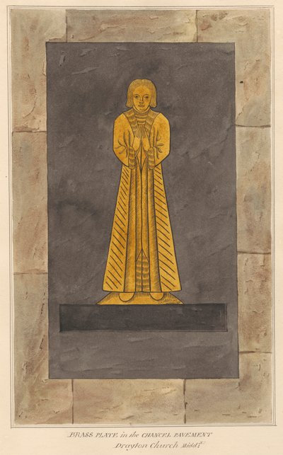 Piastra di Ottone per uomo non identificato, Pavimento del Coro della Chiesa di Drayton da Daniel Lysons