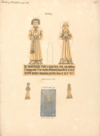 Piastra di Ottone per Thomas e Alicia Broke, Chiesa Parrocchiale di Santa Margherita, Barking da Daniel Lysons