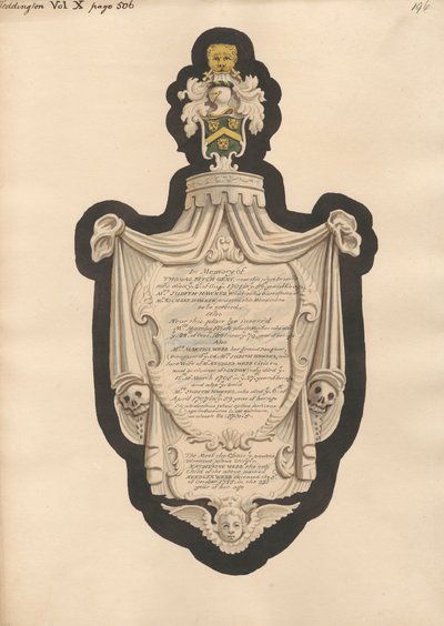 Memoriale di Thomas Fitch, Mrs. Martha Fitch, Mrs. Martha Webb, Mrs. Judith Hawkes e Katherine Webb dalla chiesa di Teddington da Daniel Lysons