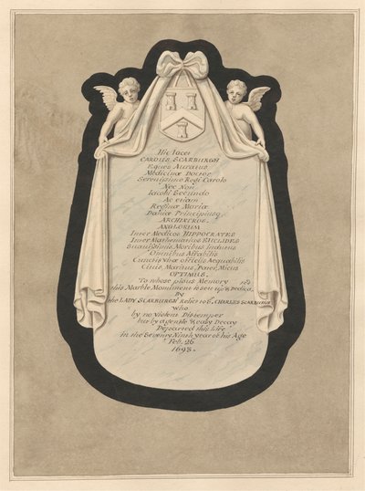 Memoriale a Carous Scarburgh dalla Chiesa di Cranford da Daniel Lysons