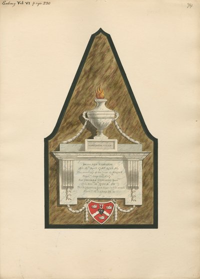 Memoriale a Dame Ann Edwards e Sir Thomas Edwards dalla chiesa di Ealing da Daniel Lysons