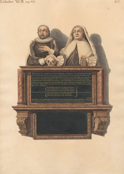 Memoriale a Francis Poulton dalla Chiesa di Twickerham da Daniel Lysons