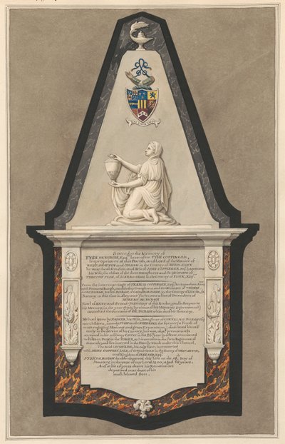 Memoriale a Fysh Deburgh dalla Chiesa di Drayton da Daniel Lysons