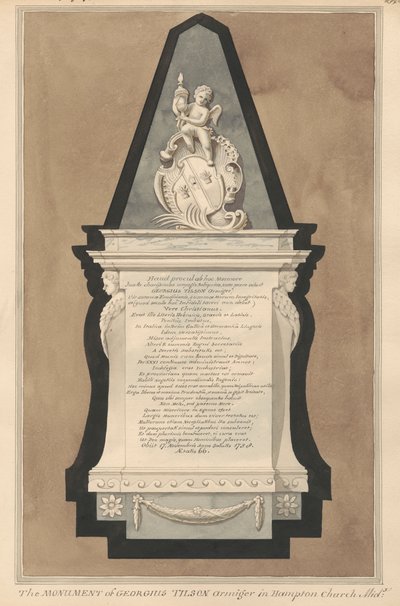 Memoriale a George Tilson dalla Chiesa di Hampton da Daniel Lysons