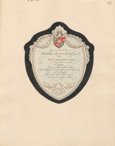 Memoriale a George ed Elizabeth MacKenzie dalla Chiesa di Kensington da Daniel Lysons
