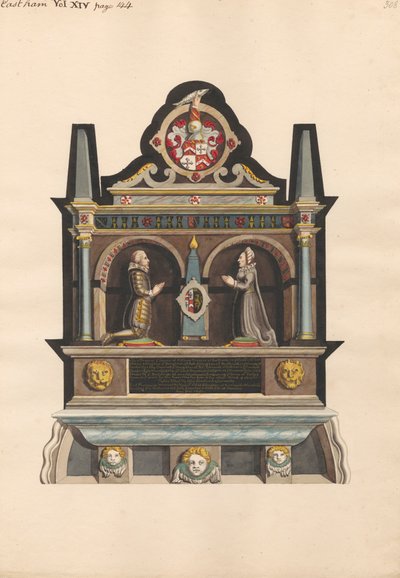 Memoriale a Giles Breame dalla Chiesa di East Ham da Daniel Lysons