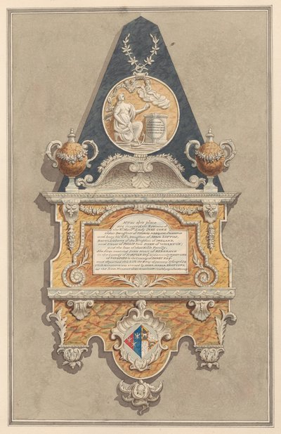 Memoriale a Jane Coke, dalla chiesa di Sunbury da Daniel Lysons