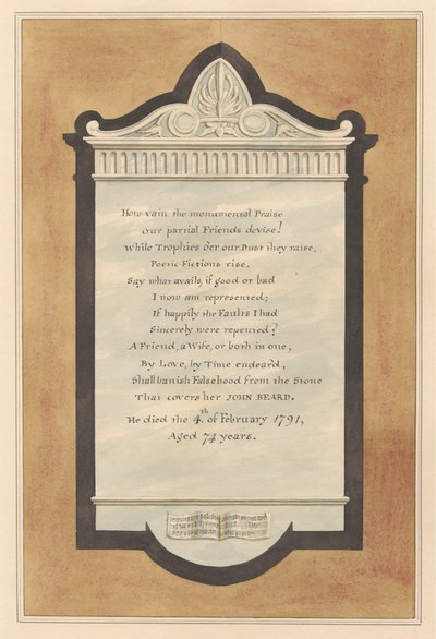 Memoriale a John Beard dalla chiesa di Hampton da Daniel Lysons