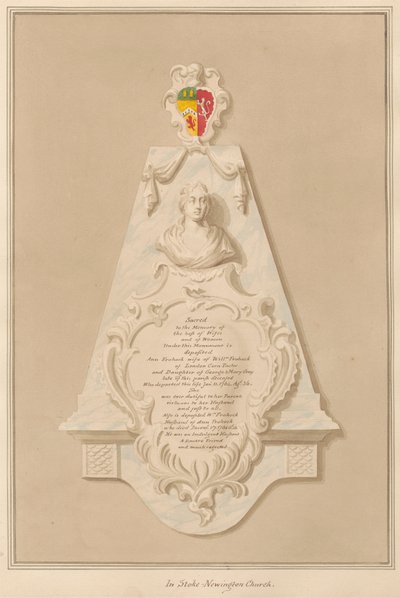 Memoriale a Loilliam e Ann Frohock dalla Chiesa di Stoke Newington da Daniel Lysons