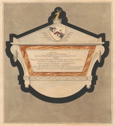 Memoriale a Maria Whitfield dalla Chiesa di Bedfont da Daniel Lysons