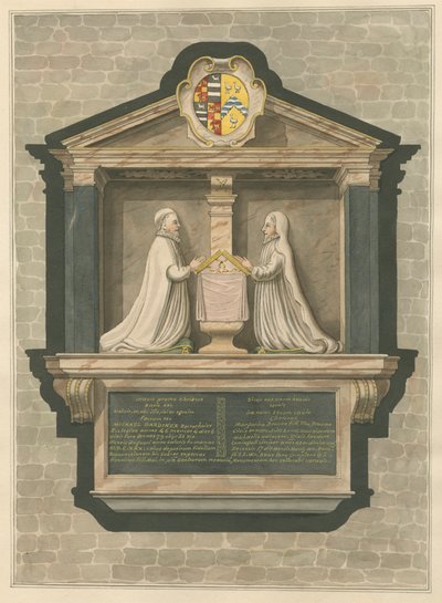 Memoriale a Michael Gardiner e Margarita Browne dalla Chiesa di Greenford da Daniel Lysons