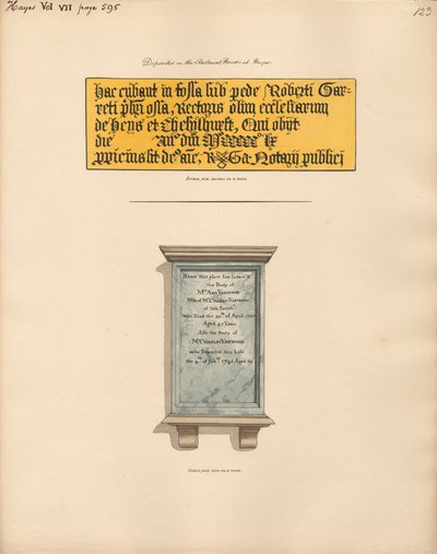 Memoriale a Mr. Charles e Mrs. Anne Yarwood dalla Chiesa di Hayes da Daniel Lysons