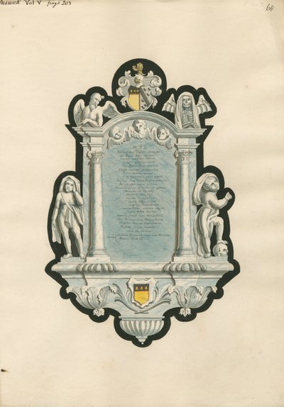 Memoriale a Richard Taylor dalla Chiesa di Chiswick da Daniel Lysons