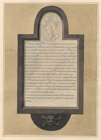 Memoriale a Sir George Carey dalla Chiesa di Drayton da Daniel Lysons