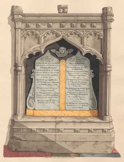 Memoriale a Thomas ed Elizabeth Moore e loro figlia Elizabeth, dalla Chiesa di Chiselhurst da Daniel Lysons