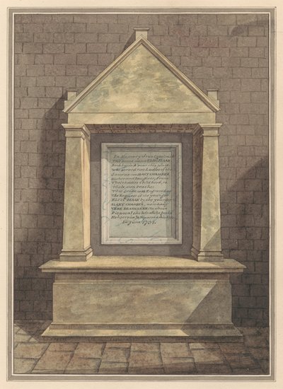 Memoriale a due cugine entrambe chiamate Elizabeth Isaak dalla Chiesa di Hanworth da Daniel Lysons