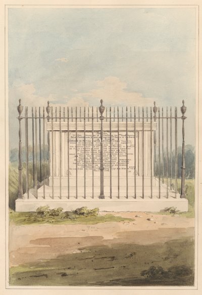 I dintorni di Londra: Tomba di George Earl di Macartney, dal cimitero della Chiesa di Chiswick da Daniel Lysons