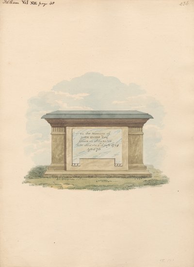 Tomba di John Evans dalla chiesa di Feltham da Daniel Lysons