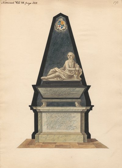 Tomba di John Merick dalla Chiesa di Norwood da Daniel Lysons