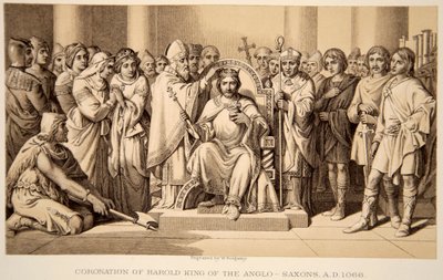 Incoronazione di Harold II nel 1066, inciso da W. Ridgeway da Daniel Maclise