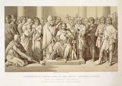 Incoronazione di Harold, re degli anglosassoni, inciso da W. Ridgeway da Daniel Maclise