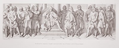 Harold e i suoi compagni portati, come prigionieri, davanti a Guy di Ponthieu e ai suoi cavalieri normanni, da 