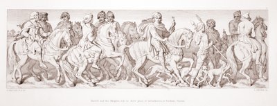 Harold e i suoi cavalieri cavalcano verso il loro luogo di imbarco, a Bosham, Sussex, da 