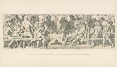 Harold conquistatore a Stamford, e ferito, siede a un banchetto a York. Un araldo annuncia lo sbarco del duca Guglielmo da Daniel Maclise