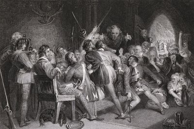 La Sala di Glennaquoich - una Festa delle Highlands, inciso da P. Lightfoot, da 