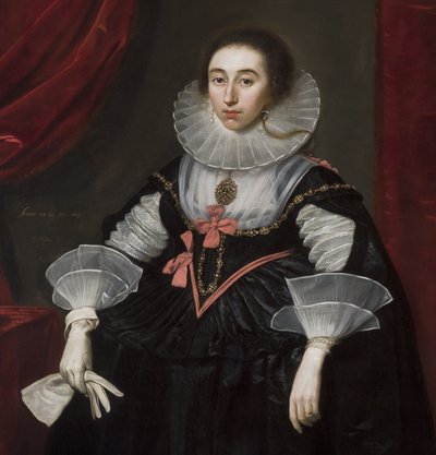 Dettaglio del ritratto di Elizabeth Cavendish da Daniel Mytens