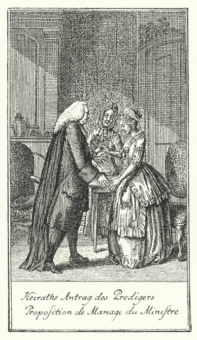 Proposta di matrimonio del clero (incisione) da Daniel Nikolaus (after) Chodowiecki