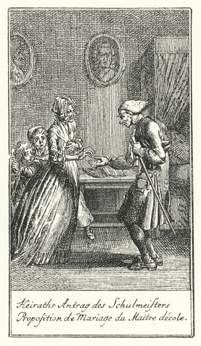 Proposta di matrimonio del maestro (incisione) da Daniel Nikolaus (after) Chodowiecki