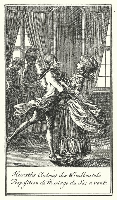 Proposta di matrimonio del chiacchierone (incisione) da Daniel Nikolaus (after) Chodowiecki