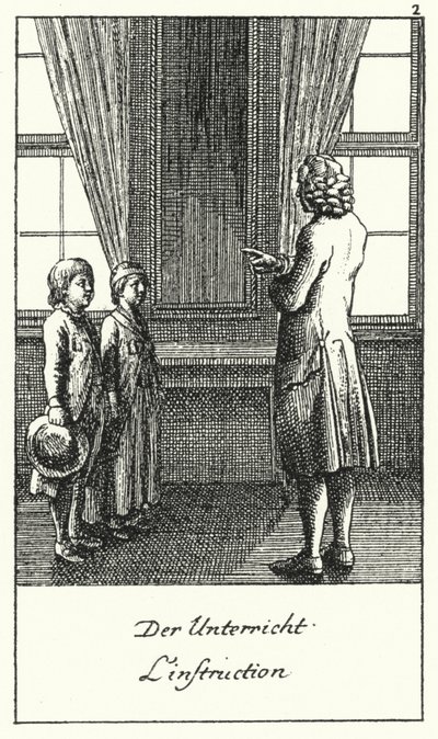 La lezione (incisione) da Daniel Nikolaus (after) Chodowiecki