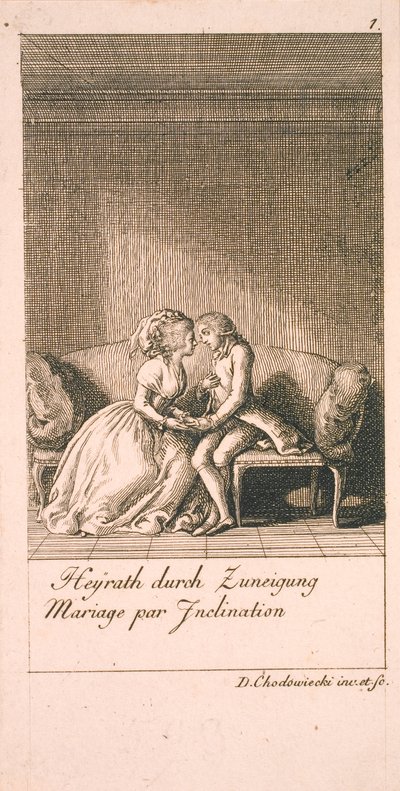 Motivi per il matrimonio e le loro conseguenze. Bl. 1 da Daniel Nikolaus Chodowiecki