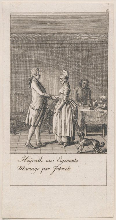 Motivi per il matrimonio e le loro conseguenze. Bl. 5 da Daniel Nikolaus Chodowiecki