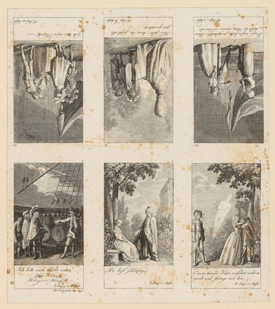 Fogli 1-3 e 10-12 relativi a “La tempesta” di Shakespeare da Daniel Nikolaus Chodowiecki