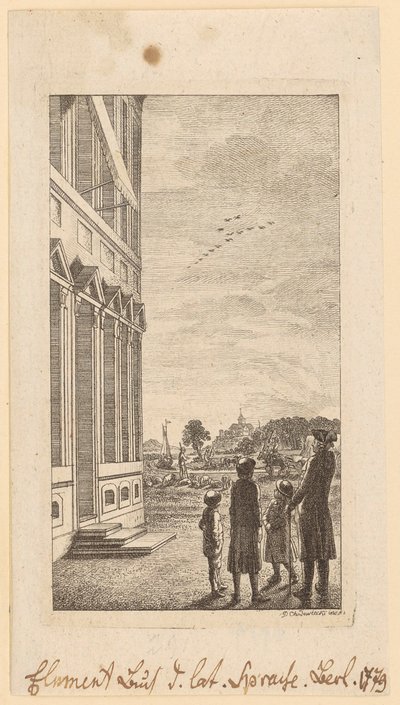Prima pagina del “Manuale elementare di lingua latina” di Schulze, Berlino 1779 da Daniel Nikolaus Chodowiecki