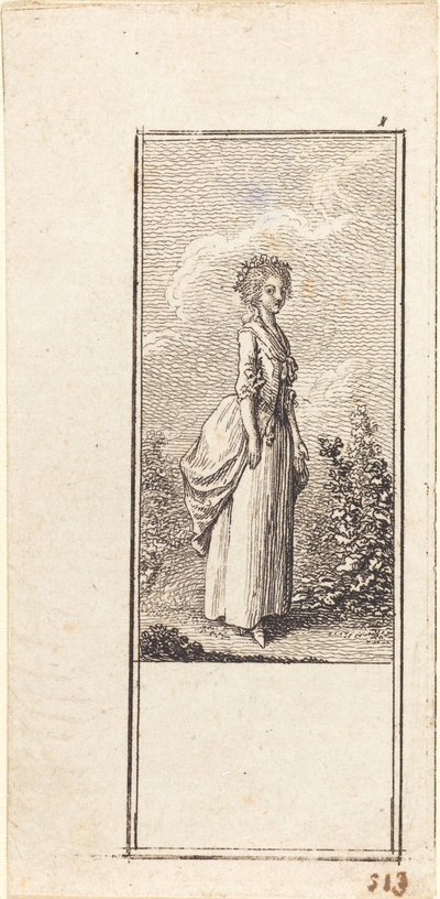Ragazza con una corona di fiori da Daniel Nikolaus Chodowiecki