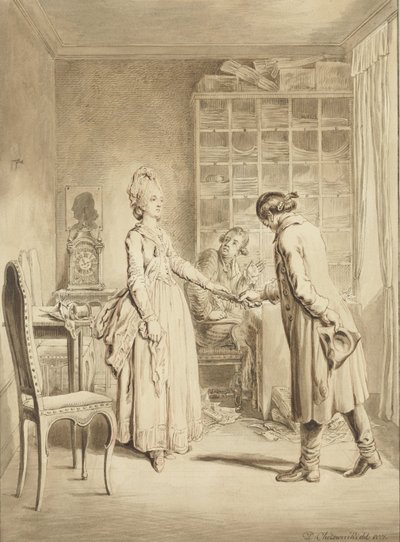 Lotte consegna le pistole al servitore di Werther da Daniel Nikolaus Chodowiecki