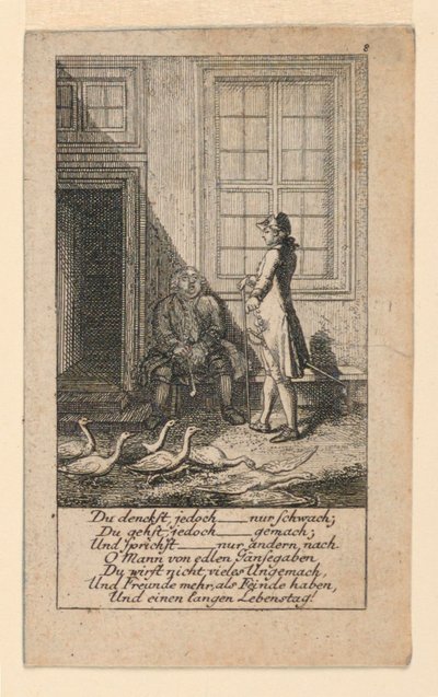 Il Pigro e il Debole di Mente, Illustrazione per "Königl: Grosbrit [anische] Genealogischer Kalender auf das 1780 Jahr Lauenberg bey J.G. Berenberg" da Daniel Nikolaus Chodowiecki