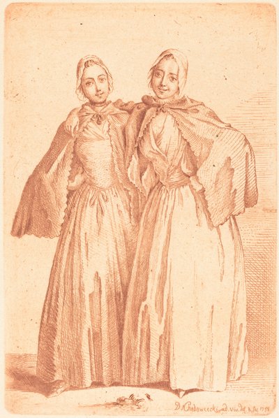 Due dame in piedi (Demoiselles Quantin) da Daniel Nikolaus Chodowiecki